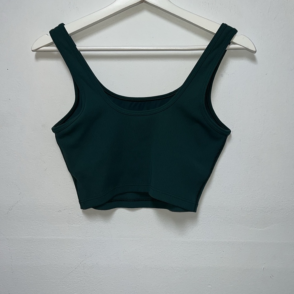 Aerie offline Green ribbed Crop Tank Top size L - Picture 2 of 6